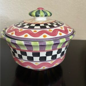 Vintage Mackenzie Childs Ceramics Lidded Tureen Pattern: Odd Fellows
